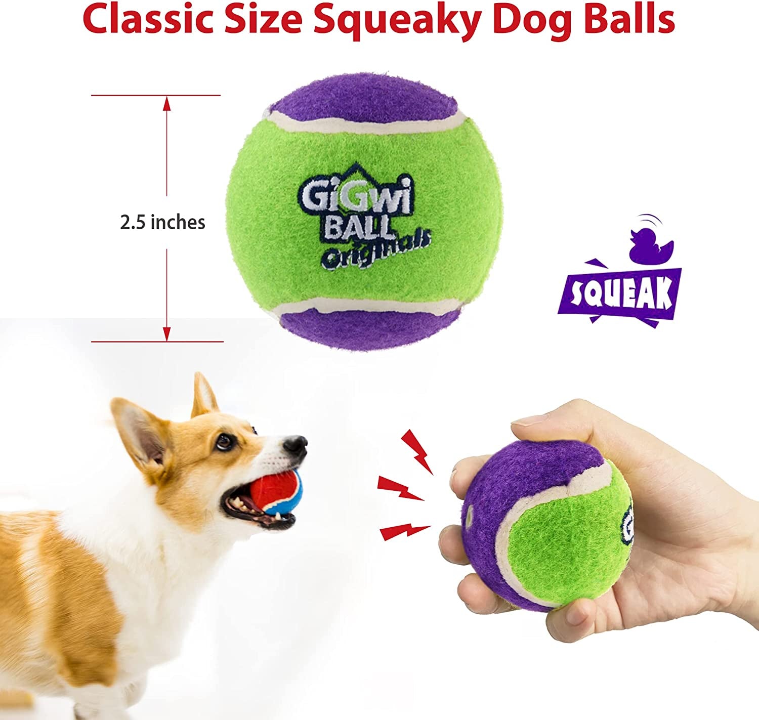 Exciting 3-Pack Squeaky Tennis Balls for Dogs - High Bounce, Bright Colors, Perfect for Indoor & Outdoor Fun!