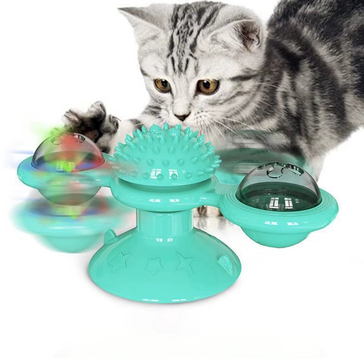 Engaging Multifunctional Cat Toy with Glowing Ball, Catnip and Suction Cup for Interactive Play and Teeth Massage