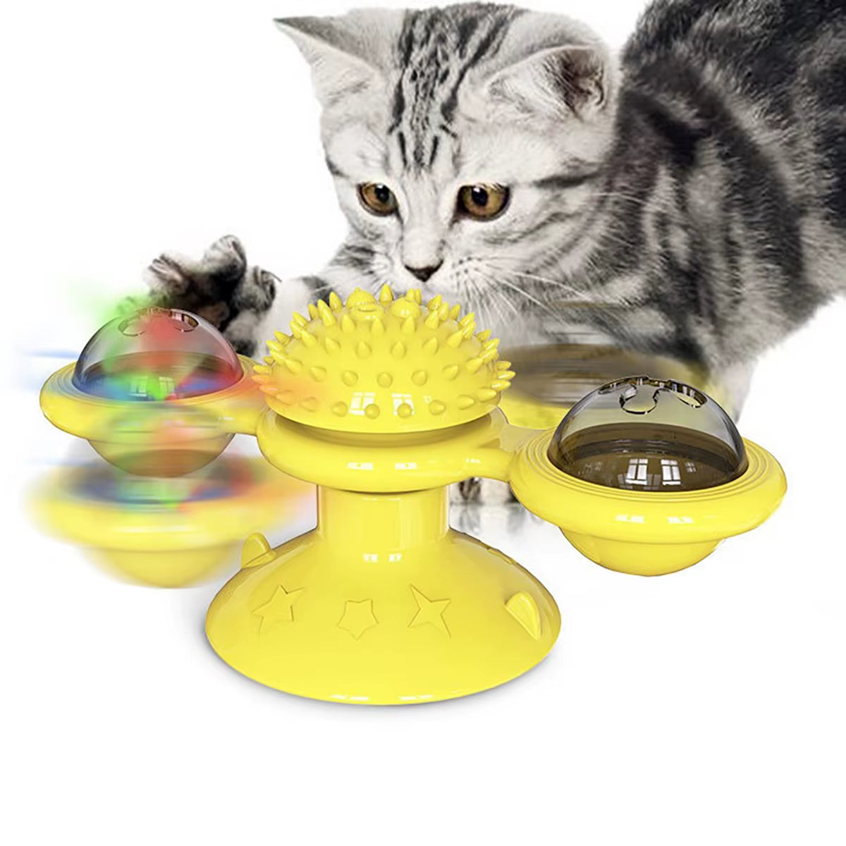 Engaging Multifunctional Cat Toy with Glowing Ball, Catnip and Suction Cup for Interactive Play and Teeth Massage