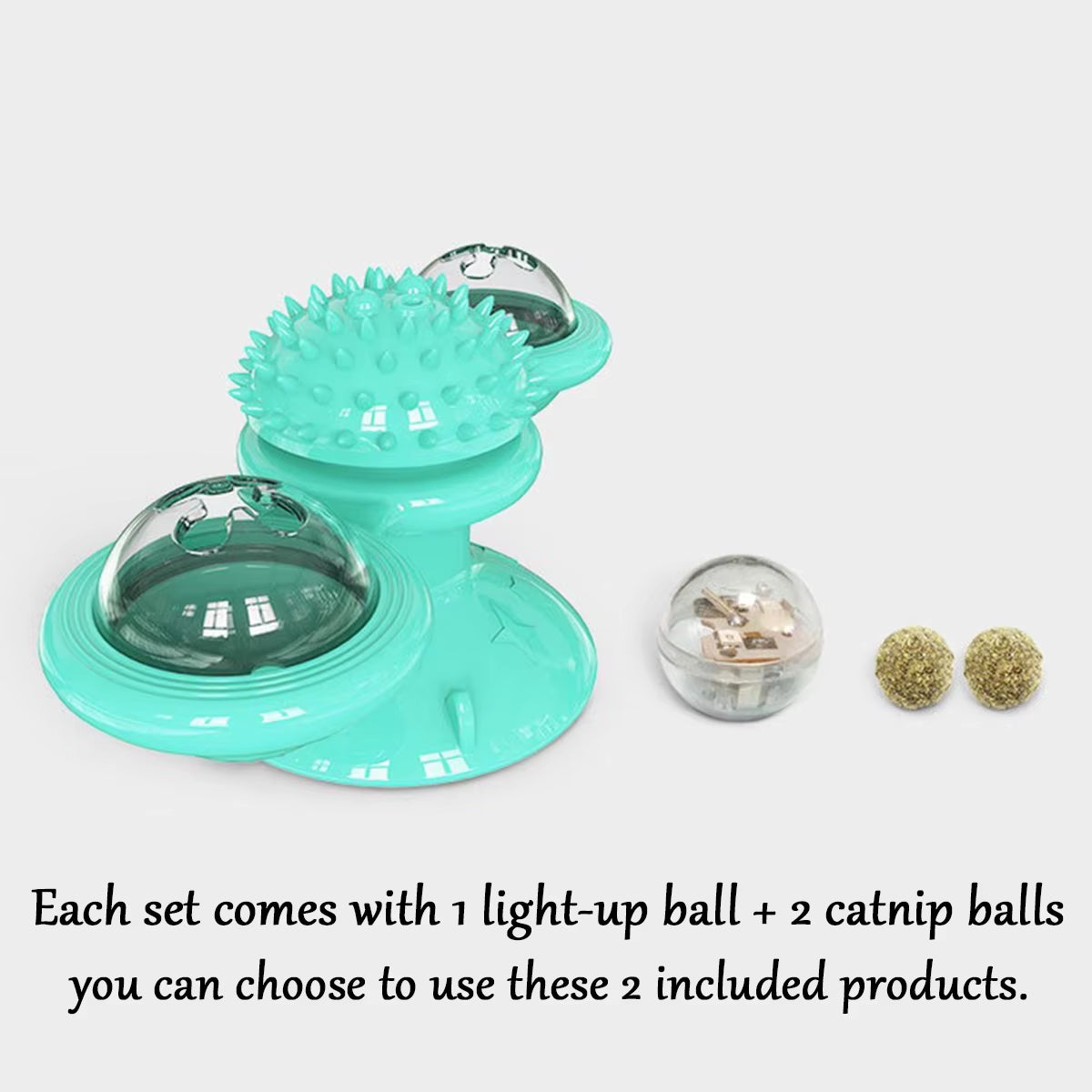Engaging Multifunctional Cat Toy with Glowing Ball, Catnip and Suction Cup for Interactive Play and Teeth Massage