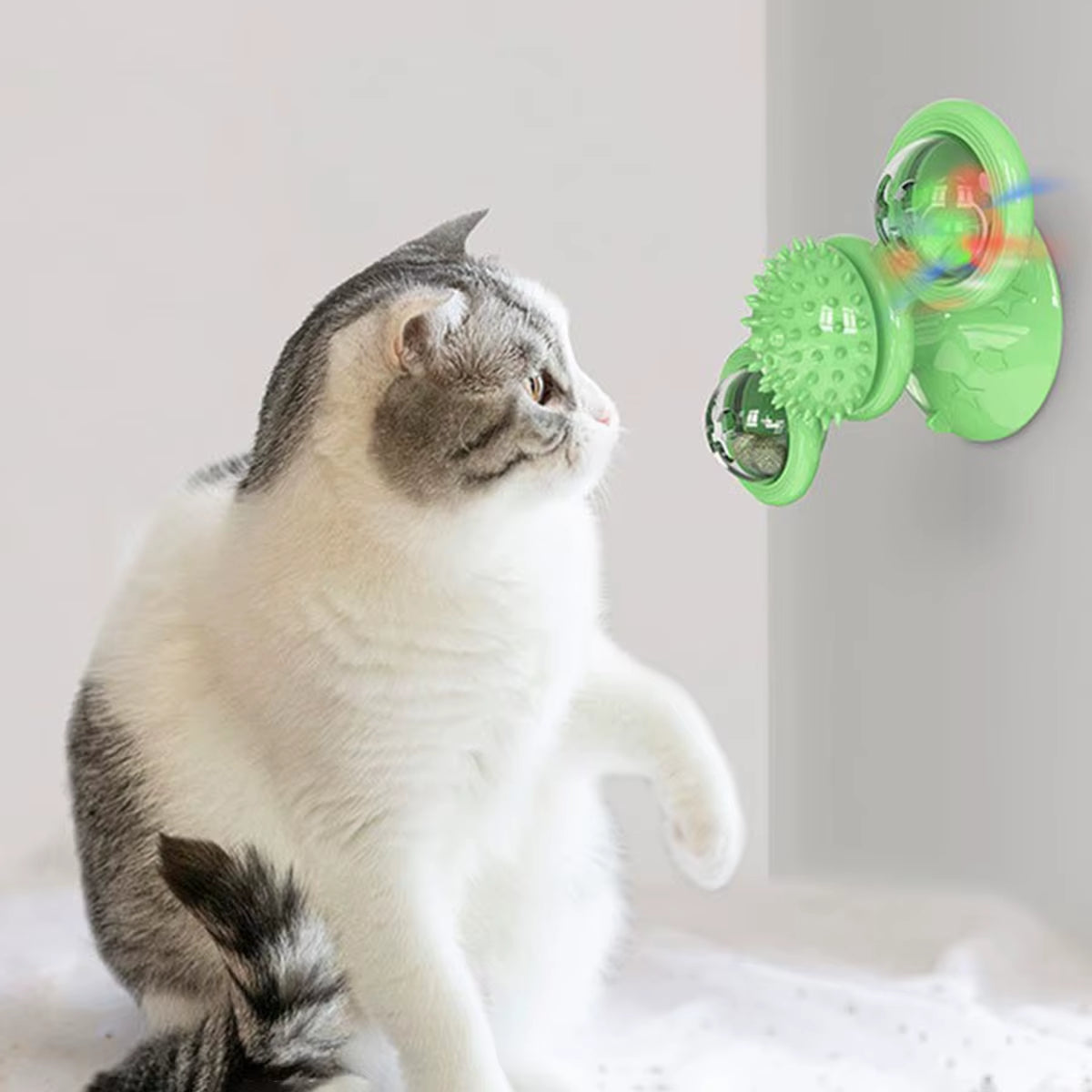 Engaging Multifunctional Cat Toy with Glowing Ball, Catnip and Suction Cup for Interactive Play and Teeth Massage