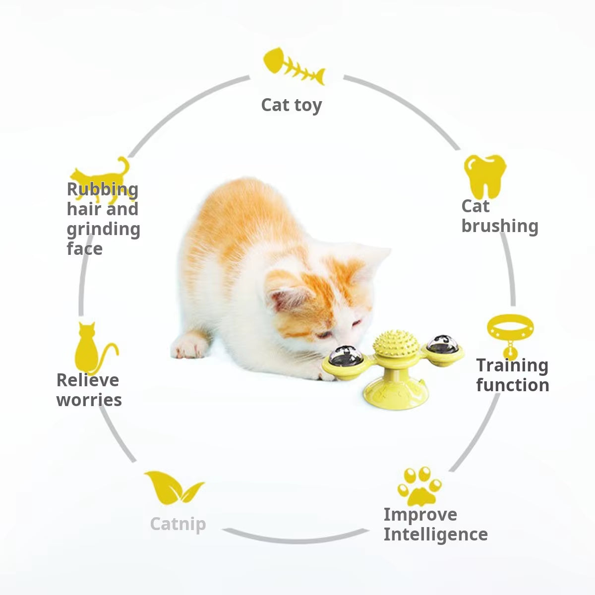 Engaging Multifunctional Cat Toy with Glowing Ball, Catnip and Suction Cup for Interactive Play and Teeth Massage