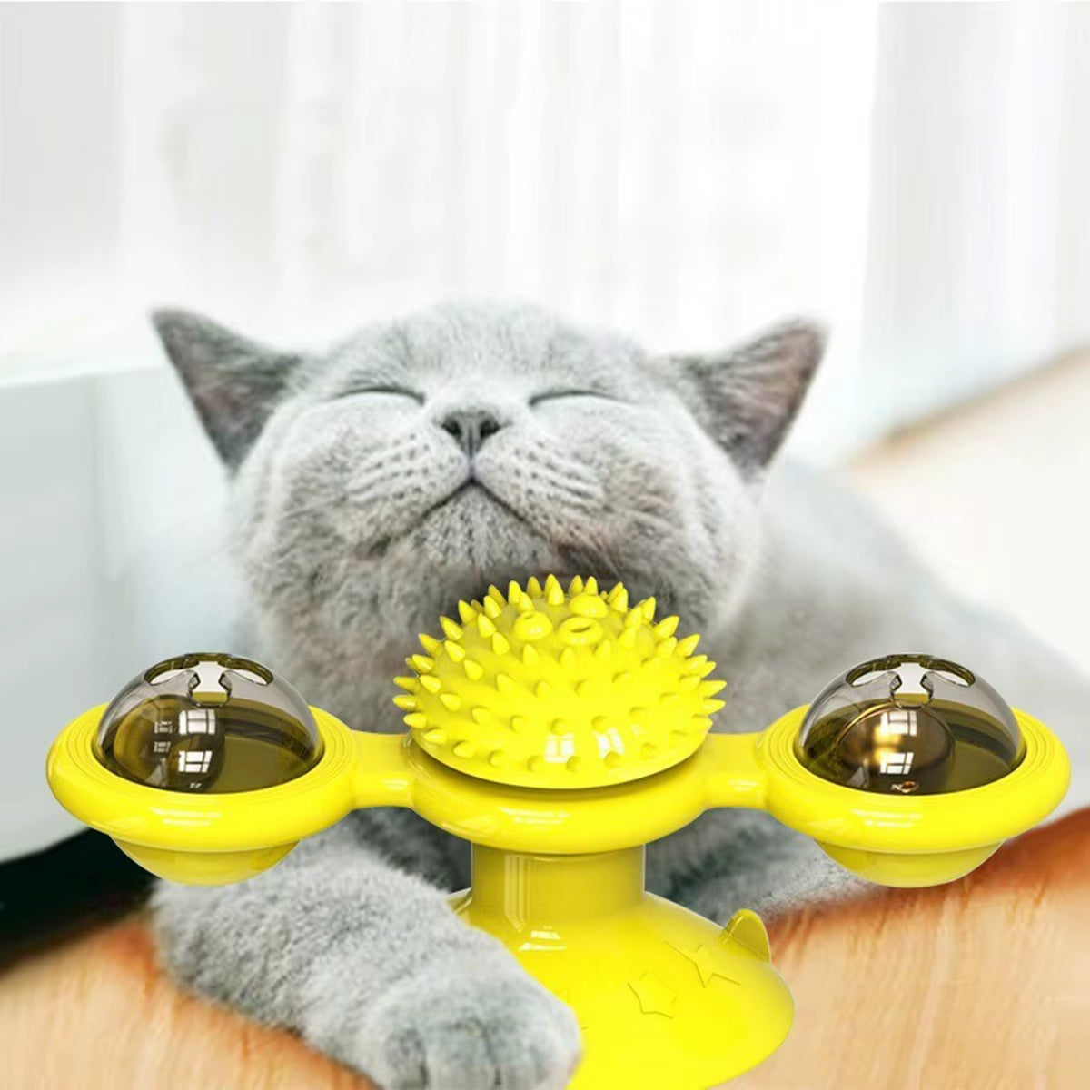 Engaging Multifunctional Cat Toy with Glowing Ball, Catnip and Suction Cup for Interactive Play and Teeth Massage