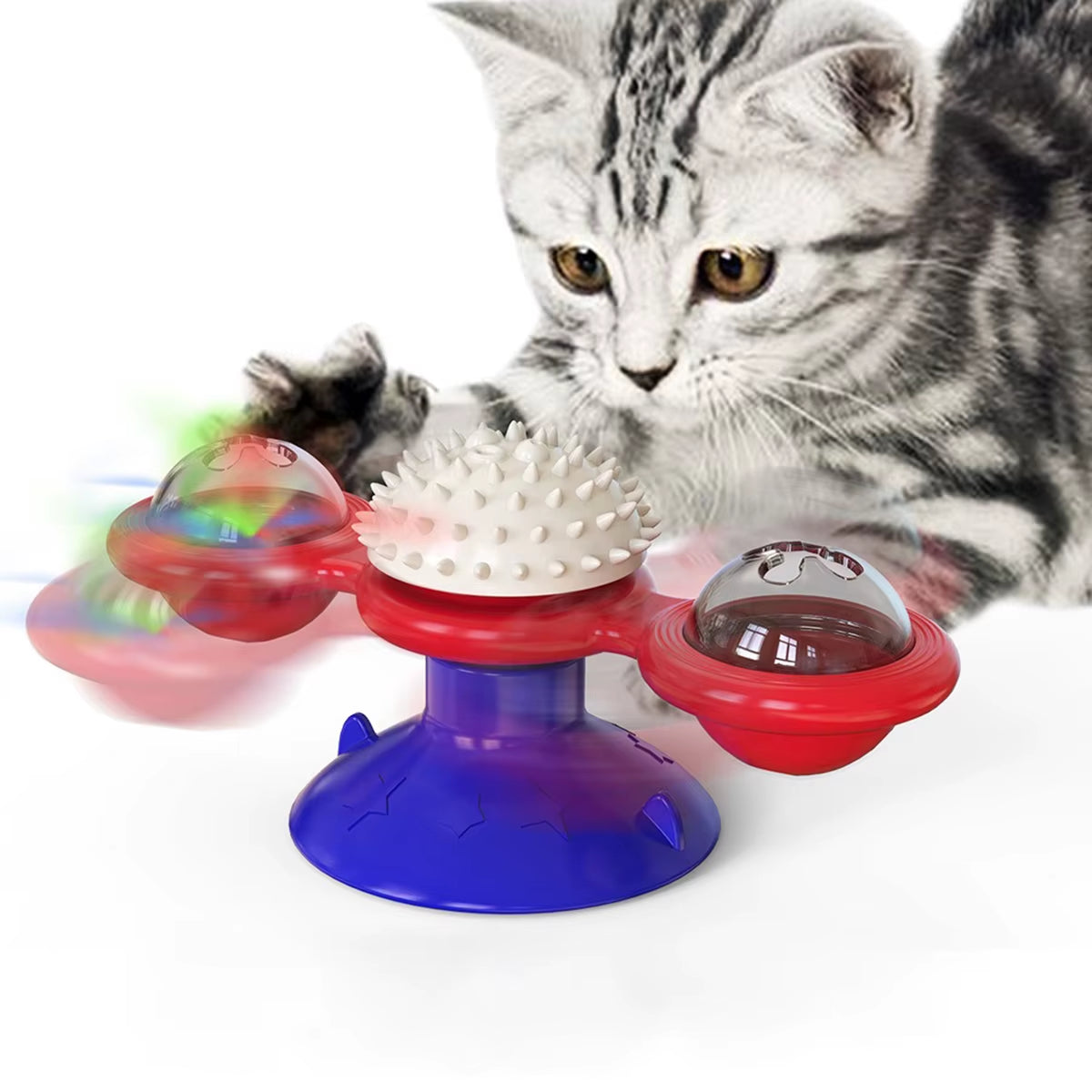 Engaging Multifunctional Cat Toy with Glowing Ball, Catnip and Suction Cup for Interactive Play and Teeth Massage